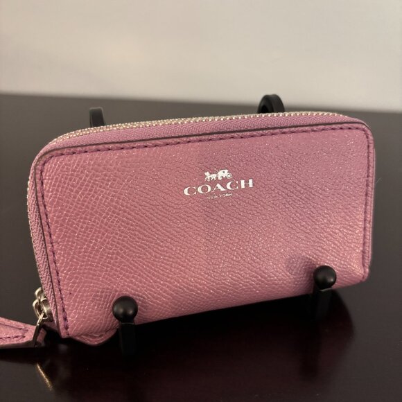 Coach Light Purple Small Double Zipper Card Case - Picture 2 of 9